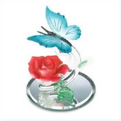 Glass Butterfly Over Rose