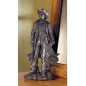 Cowboy With Rifle &amp; Saddle Statue
