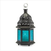 Blue Glass Moroccan-Style Lantern