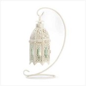 White Fancy Lantern W/Stand