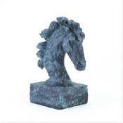 Verdigris Horse Head Figurine