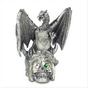 Pewter Dragon On Skull