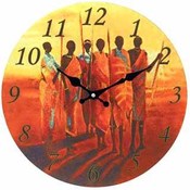 Masai Hunters Wall Clock
