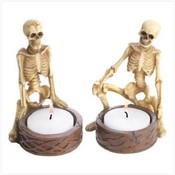 Pair - Spooky Skeleton Candleholders