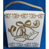 White Wedding Box with Gold Bell Print