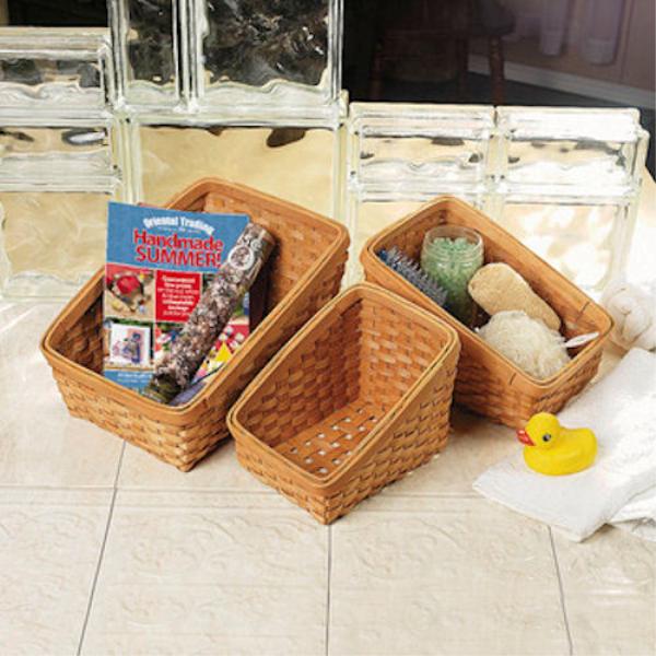 Wholesale Wood Slat Baskets, set of 3 (SKU 685256) DollarDays