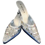 Women's Fashion Sequined Silver Slides / Mules
