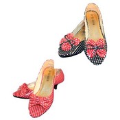 Ladies Fashion Pumps - Red/Black Polka Dots Shoes