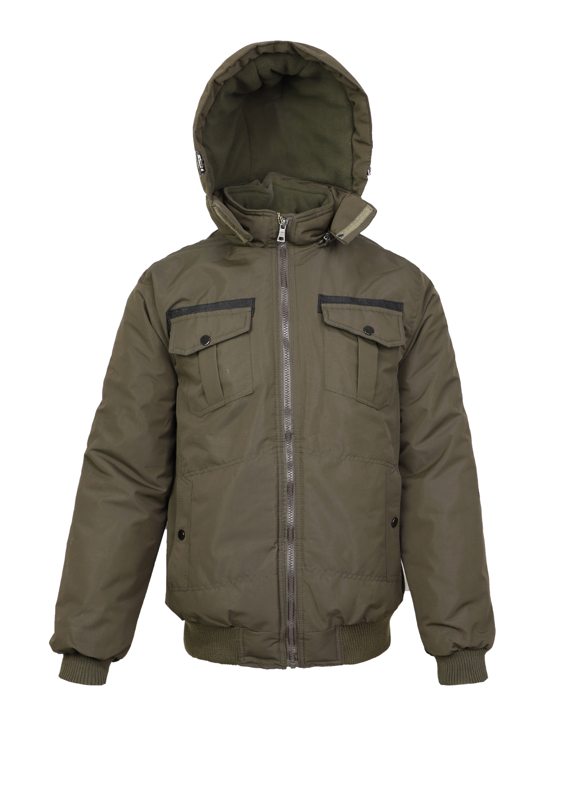 Wholesale Men's Full Zip Jackets SXL, Olive, Detachable Hood