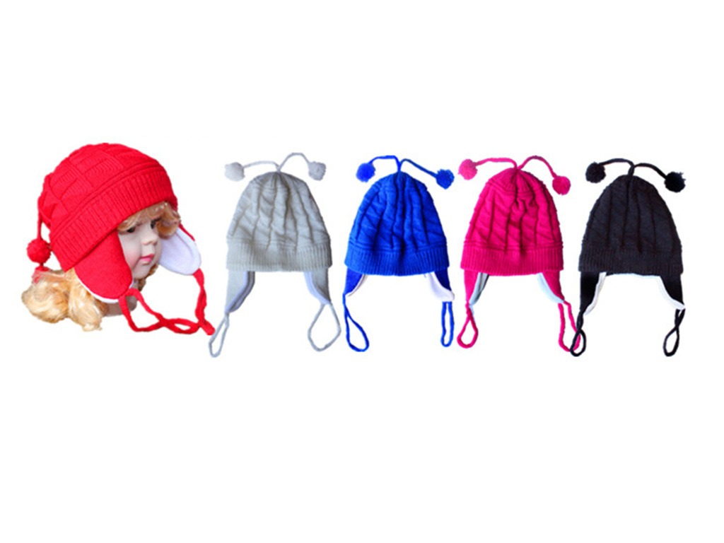 Wholesale Babies’ Knitted Hats Ear Covers, Solid Colors