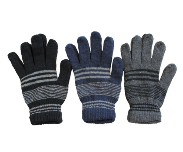 Wholesale Men S Striped Knit Gloves Assorted Colors