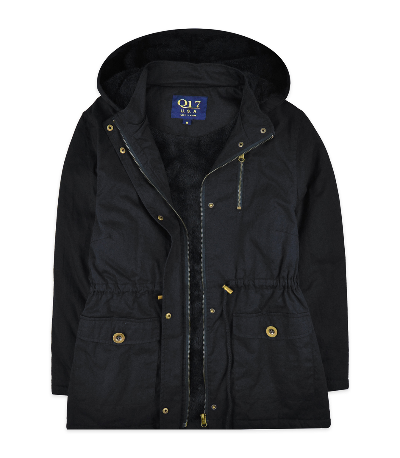 Wholesale Women's Anorak Jacket with Sherpa Lining Navy (SKU 2351558