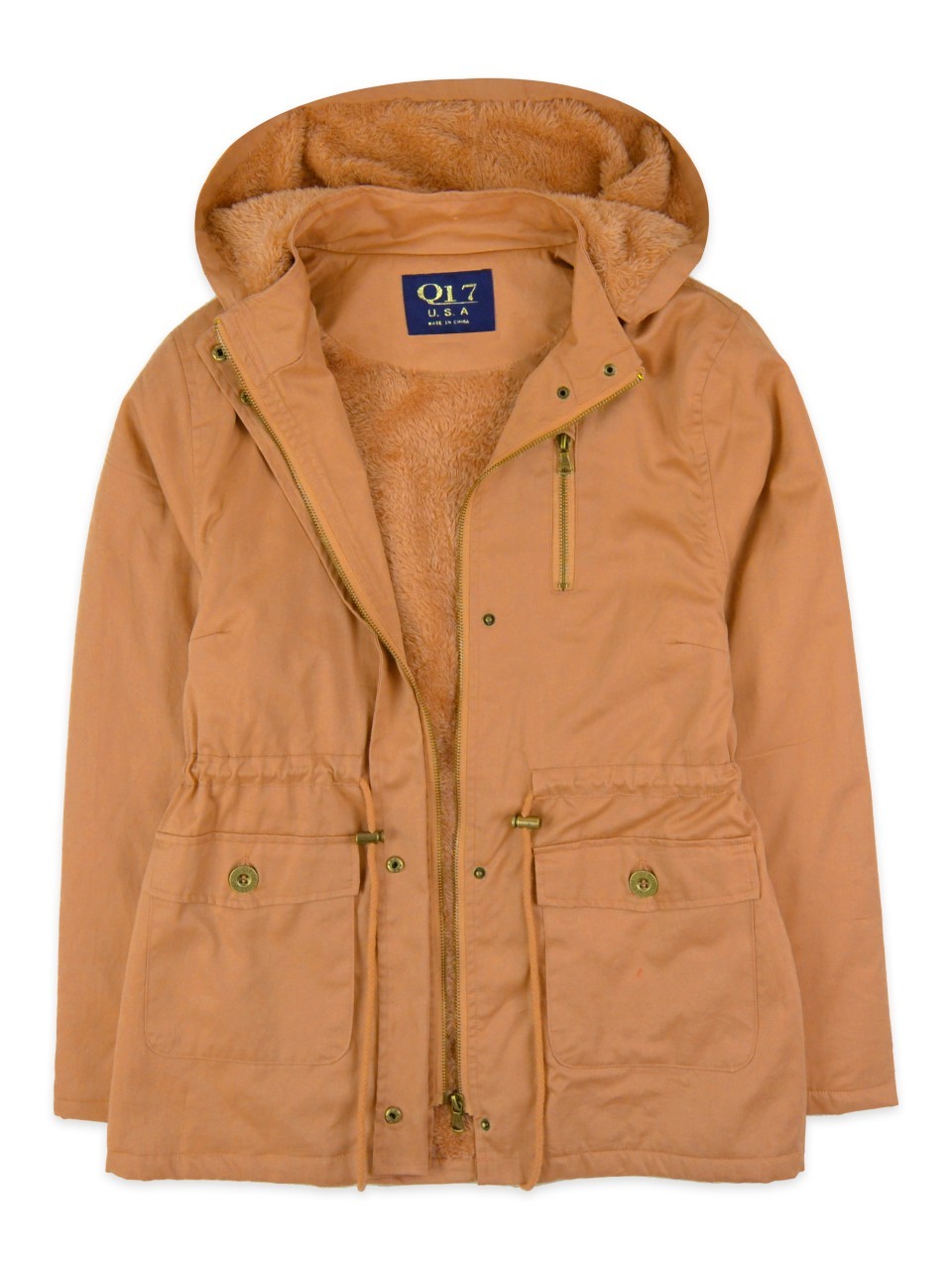 Wholesale Women's Anorak Jacket with Sherpa Lining Tan (SKU 2351561