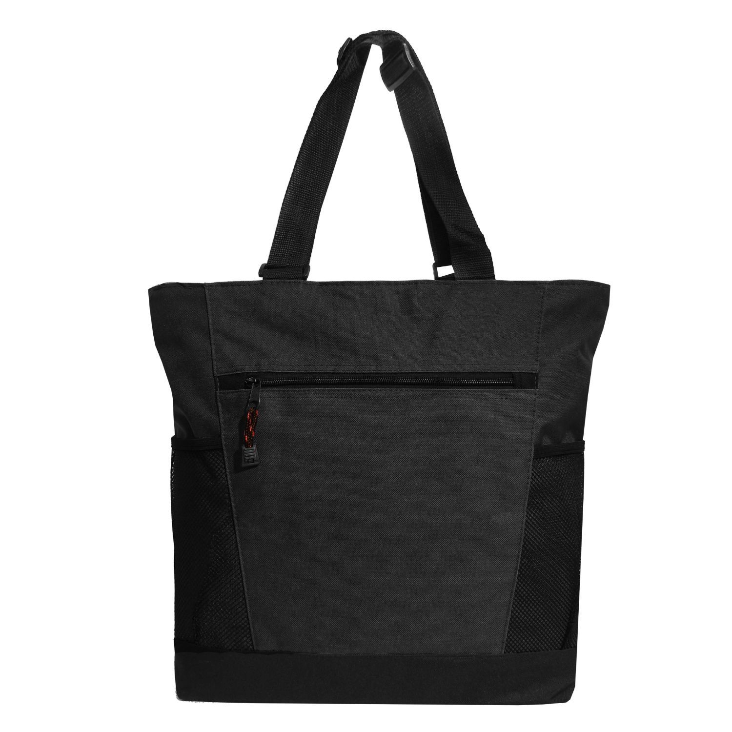 Wholesale Zippered Black Tote Bags with Adjustable Strap