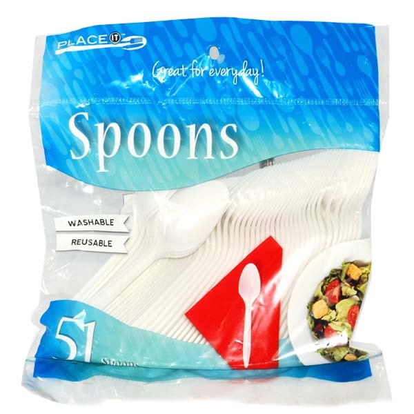 Wholesale Cutlery Plastic White Spoons 51ct DollarDays