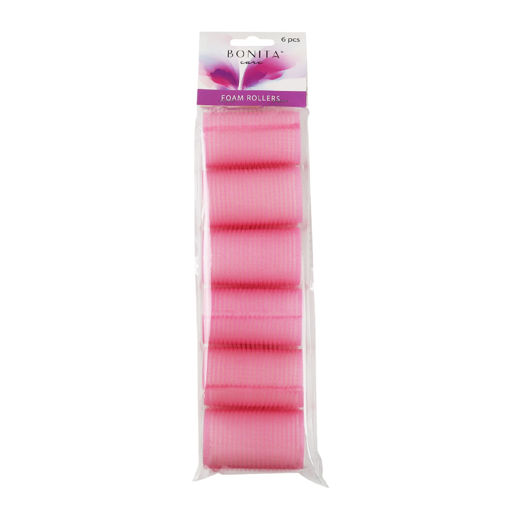 Wholesale Hair Rollers Foam, Pink, 1", 6 Pack