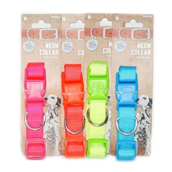 Wholesale Pet Collars 4 Neon Colors, Medium, 12" to 20"
