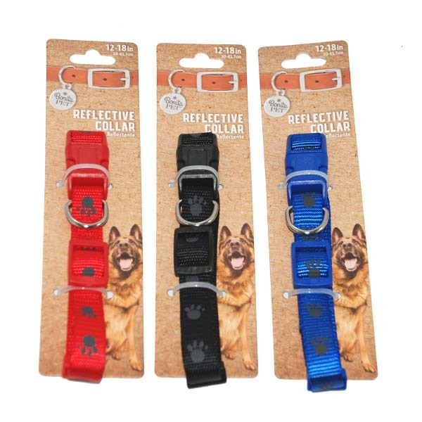 Wholesale Dog Collars Adjustable, Reflective, Small, Paw Prints