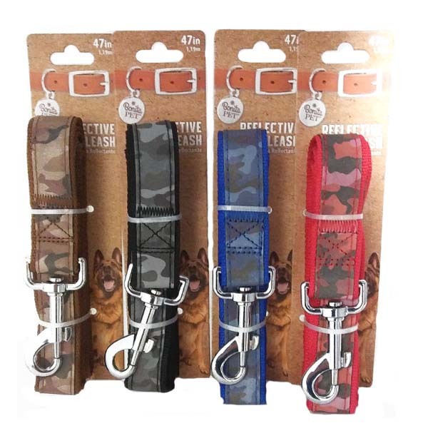 Wholesale Dog Leashes Assorted Colors, Camouflage, 47"