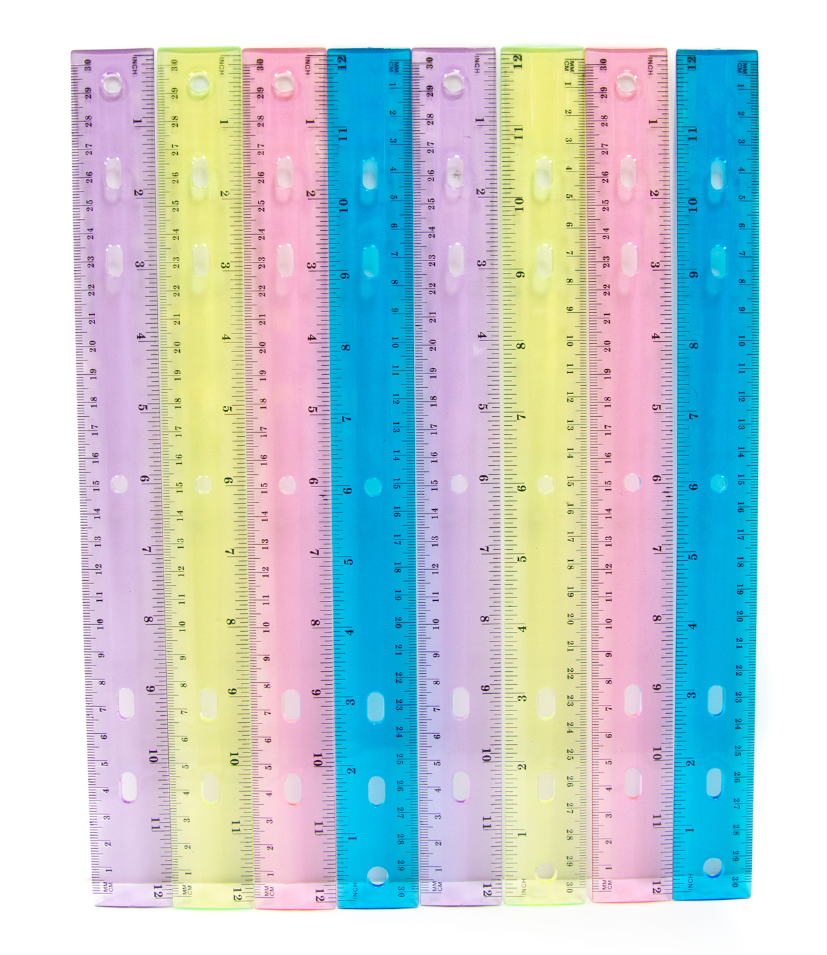 Bulk 12'' Plastic Rulers Assorted Colors