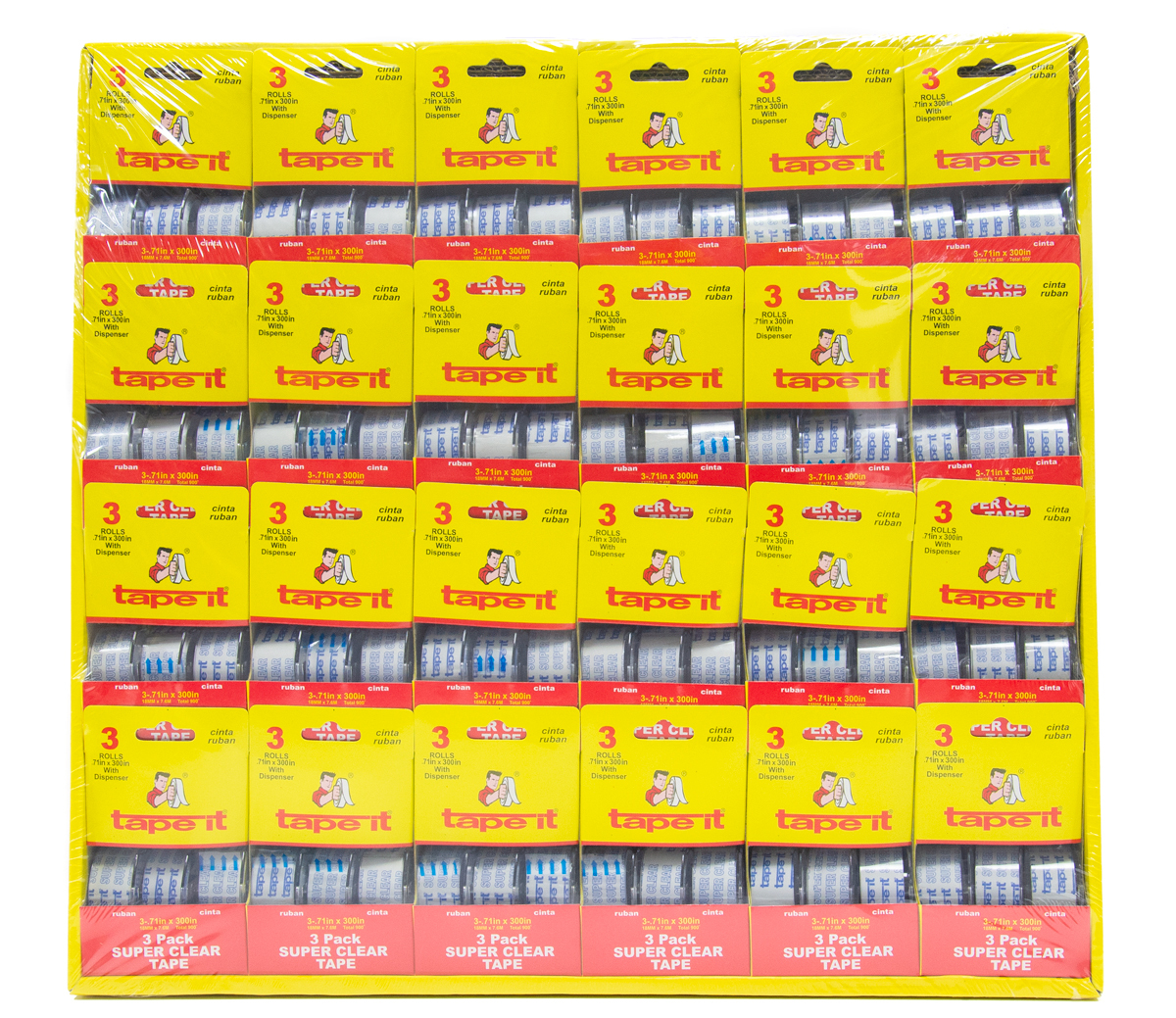 Wholesale Super Clear Invisible Tape Floor Display- 3 Pack(144xalt=