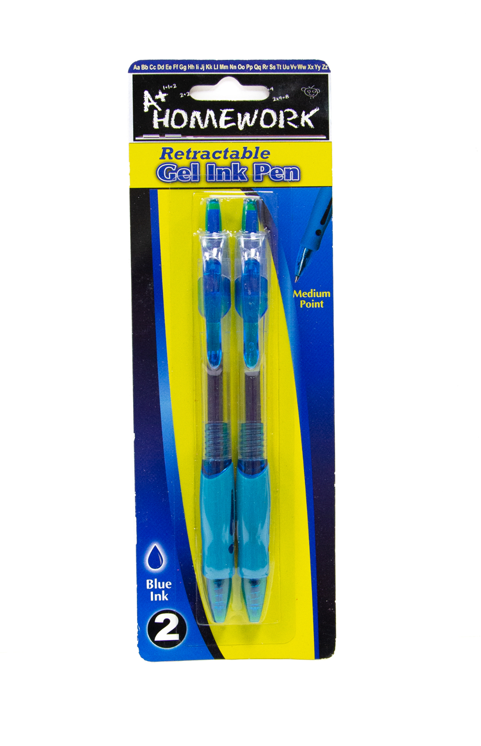 Wholesale Retractable Gel Pens Blue, 2 Count DollarDays