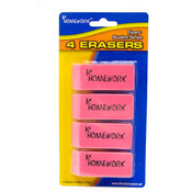 Erasers - Pink -  4 Pack - Large Beveled
