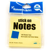 A+ Homework  Stick On Notes - 100 sheets - 3" x 3"