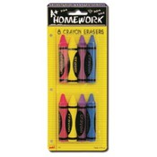 Erasers -(Crayon) - assorted colors - 8 pack