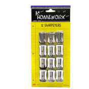 A+Homework Pencil Sharpeners - 12 pack - silver plastic Wholesale Bulk