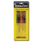 Glitter Gel Pens - 5 asst.colors - 5 pack