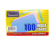 Index Cards Asst.Colors - Ruled - 100 ct - 3" x 5"