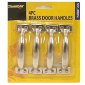 4Pc Door Handles Brass And Chrome