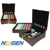 750 Jackpot Casino Clay Chips w/ Mahogany Case
