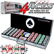 4 Aces 500 11. 5g Poker Chip Set w/Aluminum Case