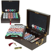 500 11.5G Holdem Poker Chip Set w/Beautiful Mahoga