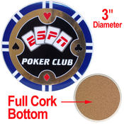 ESPNR Poker Club Ceramic Coaster - Blue