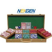 500 Las Vegas EDGE SPOT NEXGENT Poker Chips w/Oak