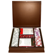 100 12.2g Clay Coin Inlay Casino Chips w/Mahogany