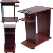 Mahogany Poker Drink Food Cart with Cup Holders