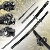 Silver Spiral Dragon Tsuba Katana