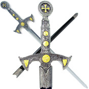 39 Inch Knight Templar Sword w/ Hard Scabbard