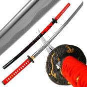 Katana w/ Red Dragon Tsuba and Scabbard - 40 inch
