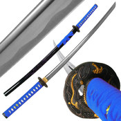 Katana w/ Blue Dragon Tsuba and Scabbard - 40 inch