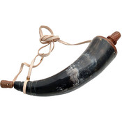 Large Early American Frontier Black Powder Horn -