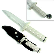Silver Survival Knife with Survival Gear