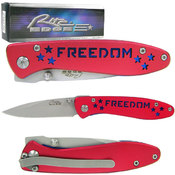 Patriotic Red Freedom Folder Pocket Knife - 6.50 I