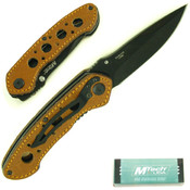Leather Handle Folding Pocket Knife - 8 inches lon