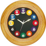 Circular Wood Billiards Quartz Clock