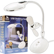 WHITE 2 in 1 Laptop Desk LED Lamp and Fan